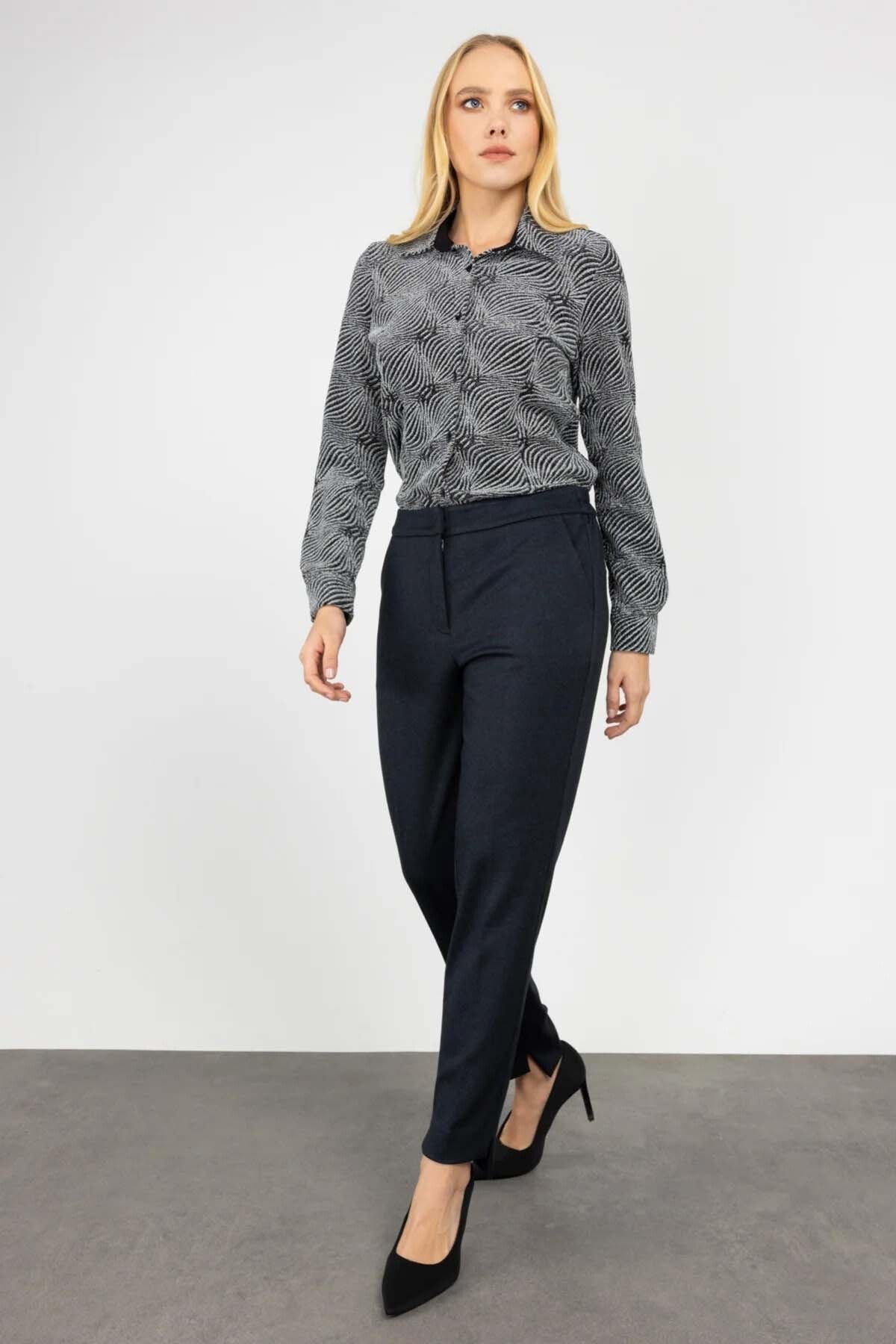 Ekol Women s Narrow Leg Pocket Trousers 2121 Anthracite Trendyol