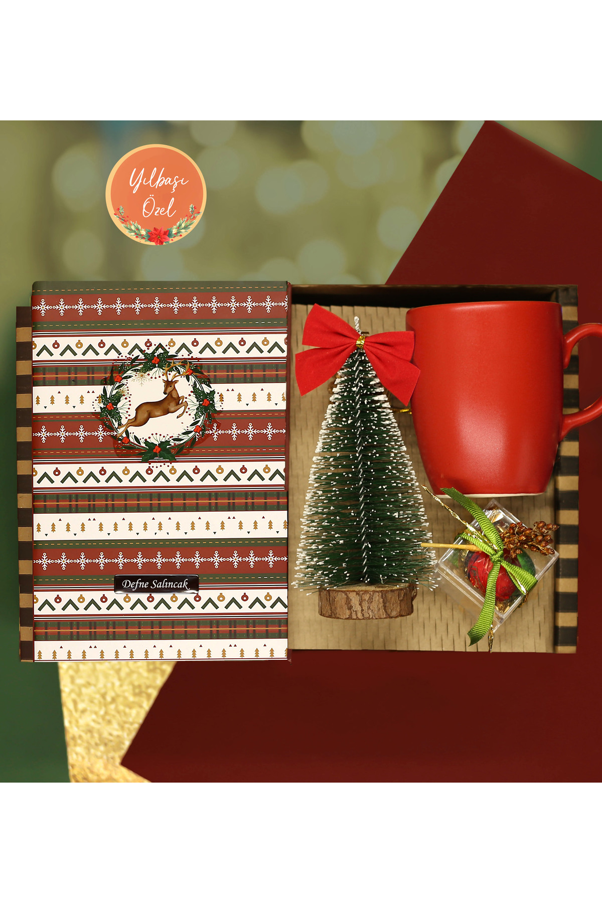 NEW YEAR'S SPECIAL Personalized New Year's Themed Notebook & Glass & Mini Christmas Tree & Rock Candy Gift Sets