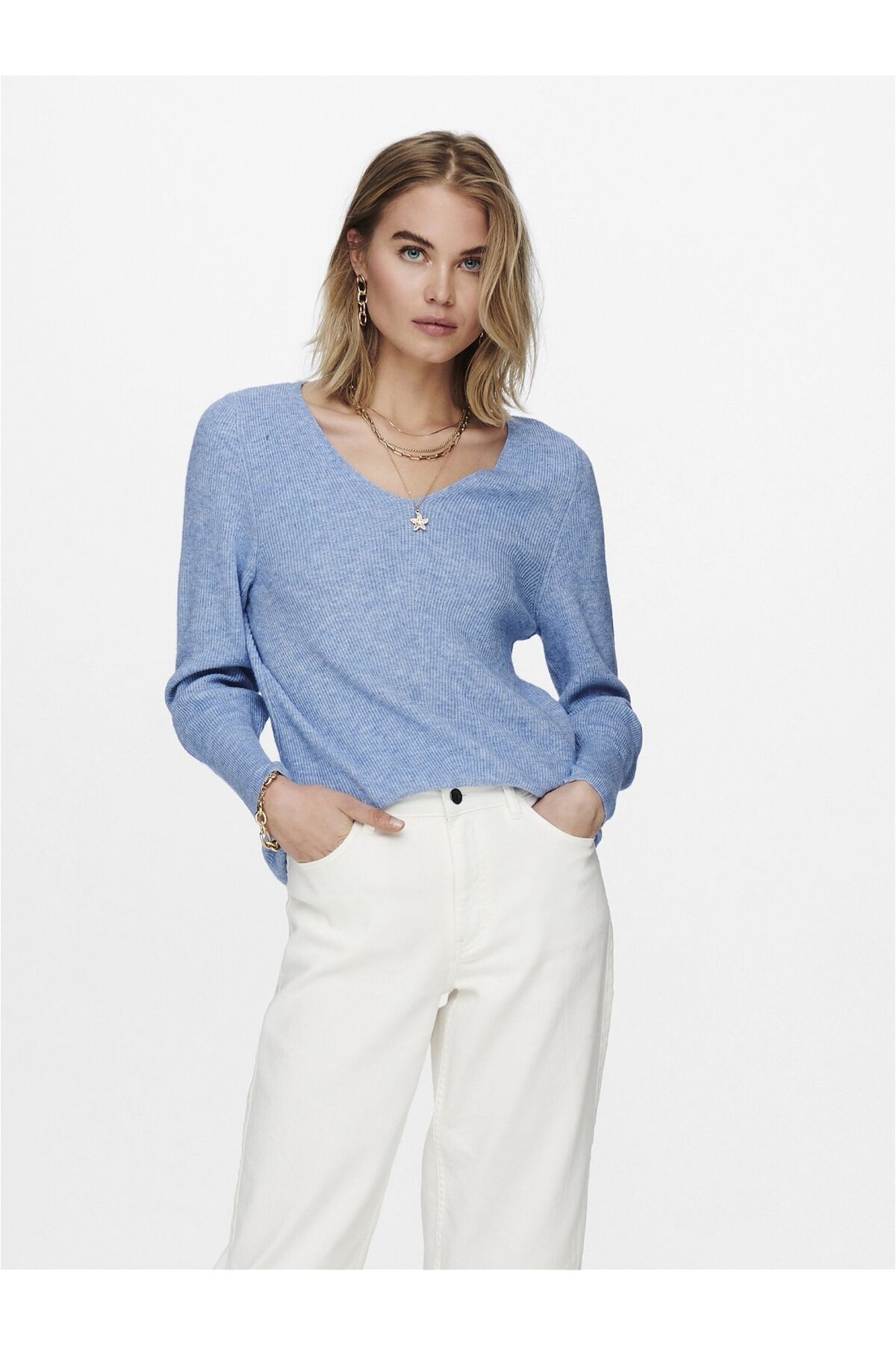 Only Women s Sweater 15230147 Onlat a V neck Cuff Knt Trendyol