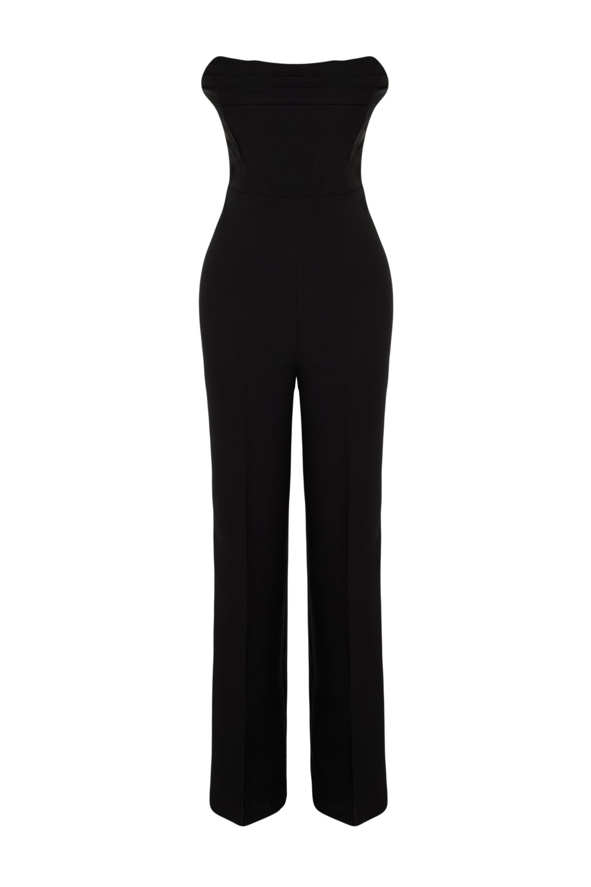 Trendyol Collection-Black Corset Detailed Woven Jumpsuit TPRSS24TU00002 7