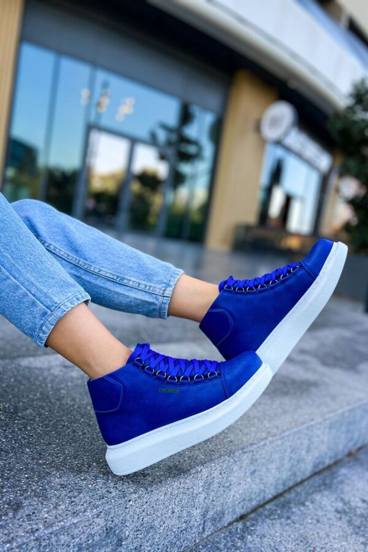 Royal blue 2025 flat boots