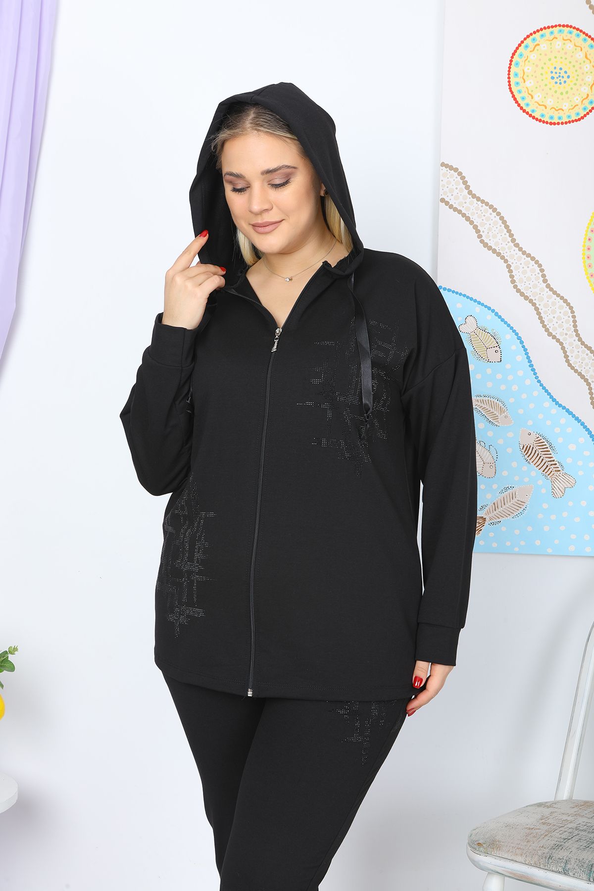 Plus size black sweatsuit clearance