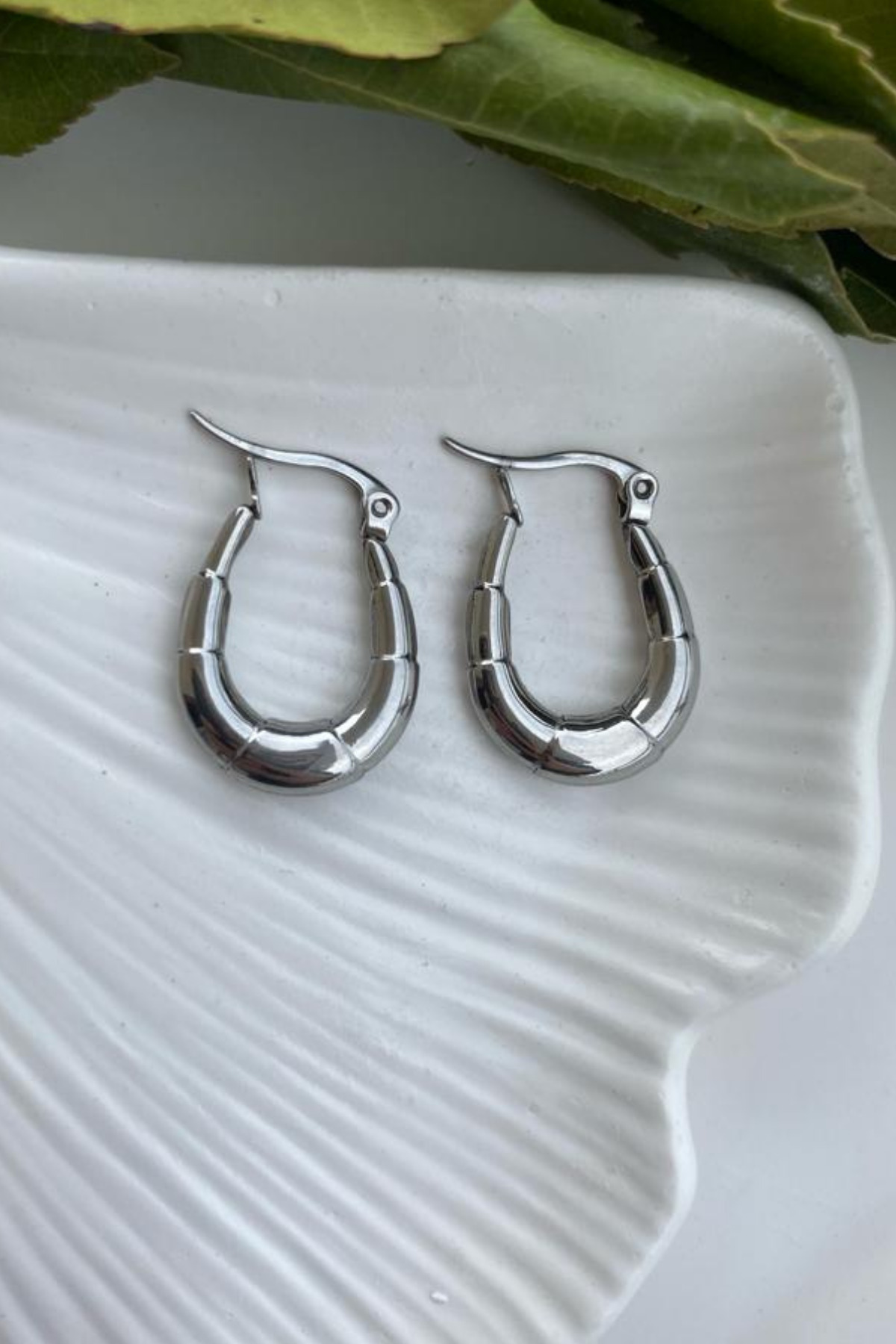 Women's Vintage Compartmented Steel Hoop Earrings