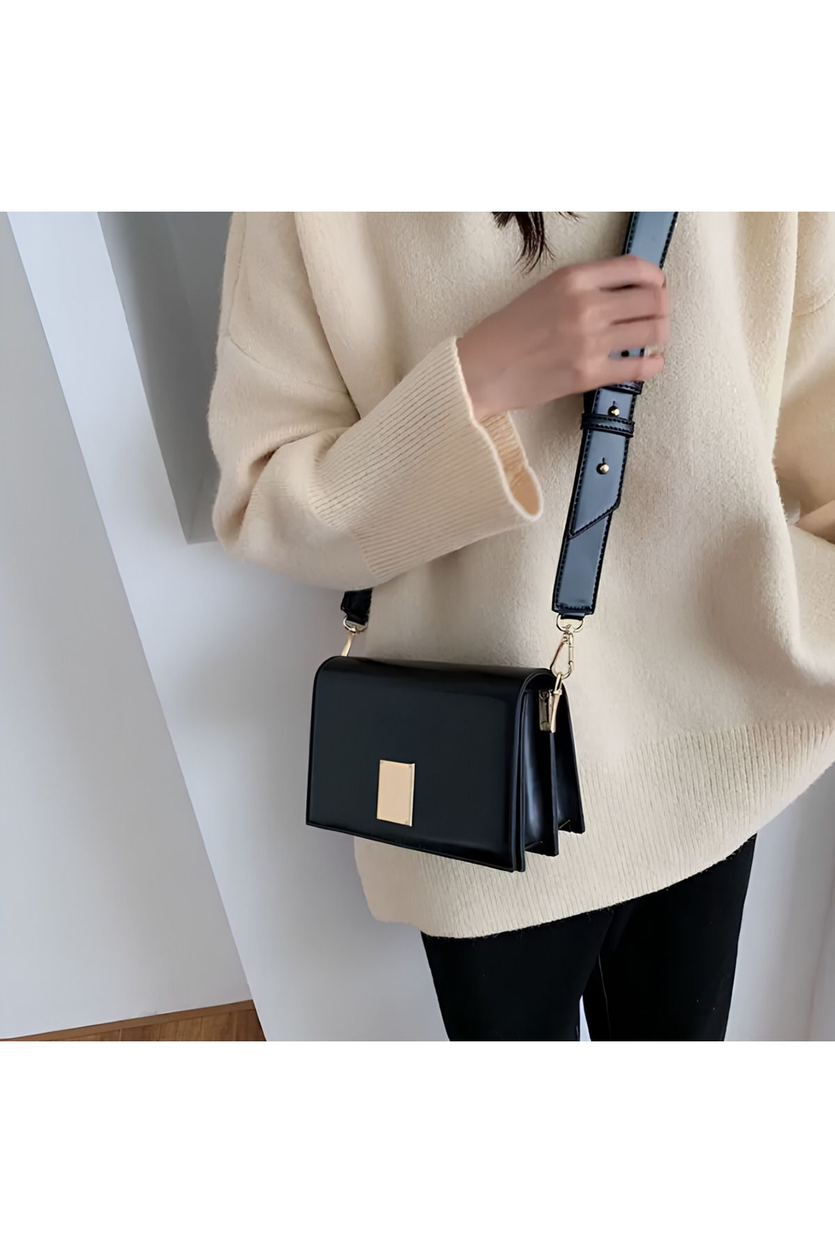 Boxy push lock crossbody bag cheap