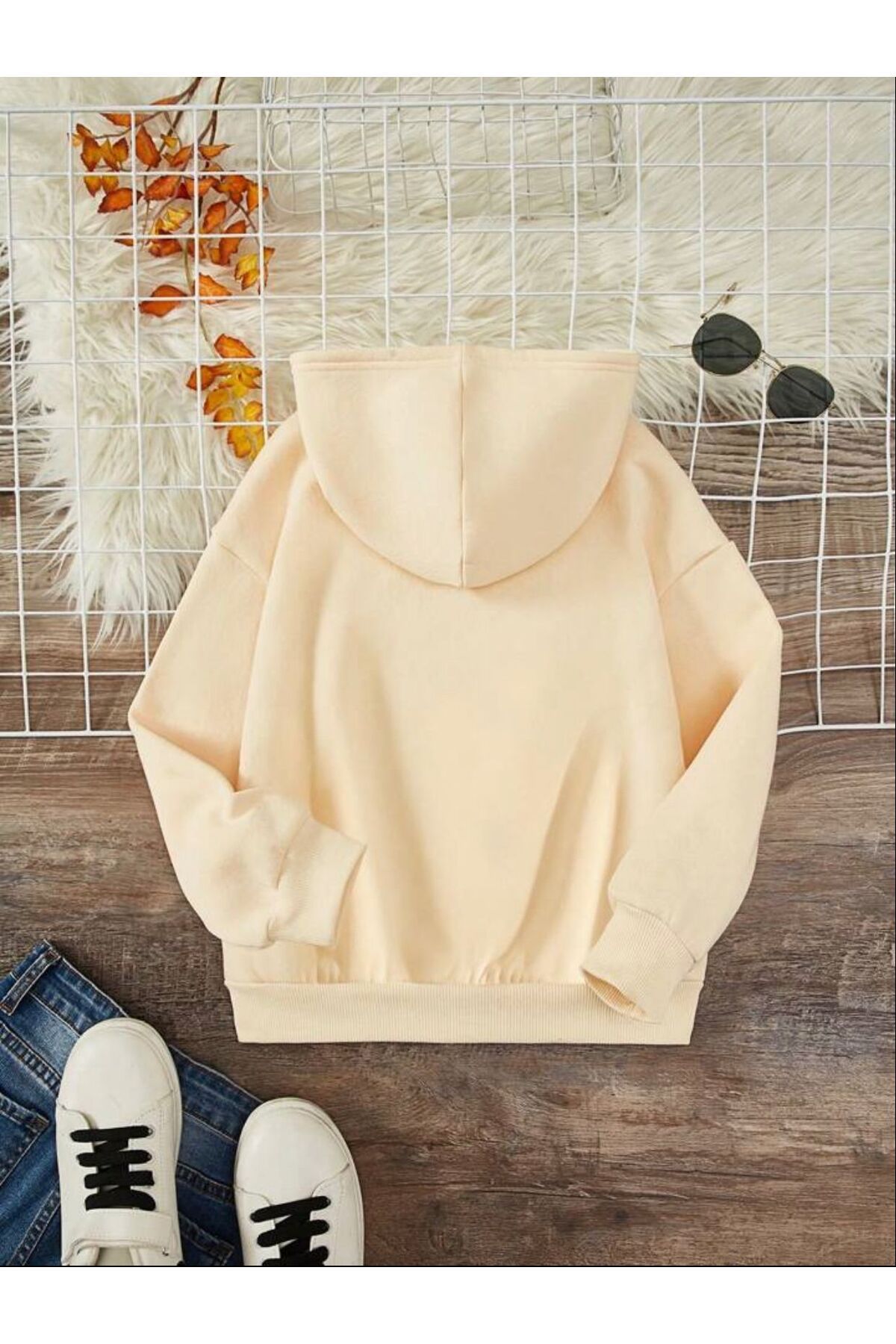 Beige colour hoodie hot sale