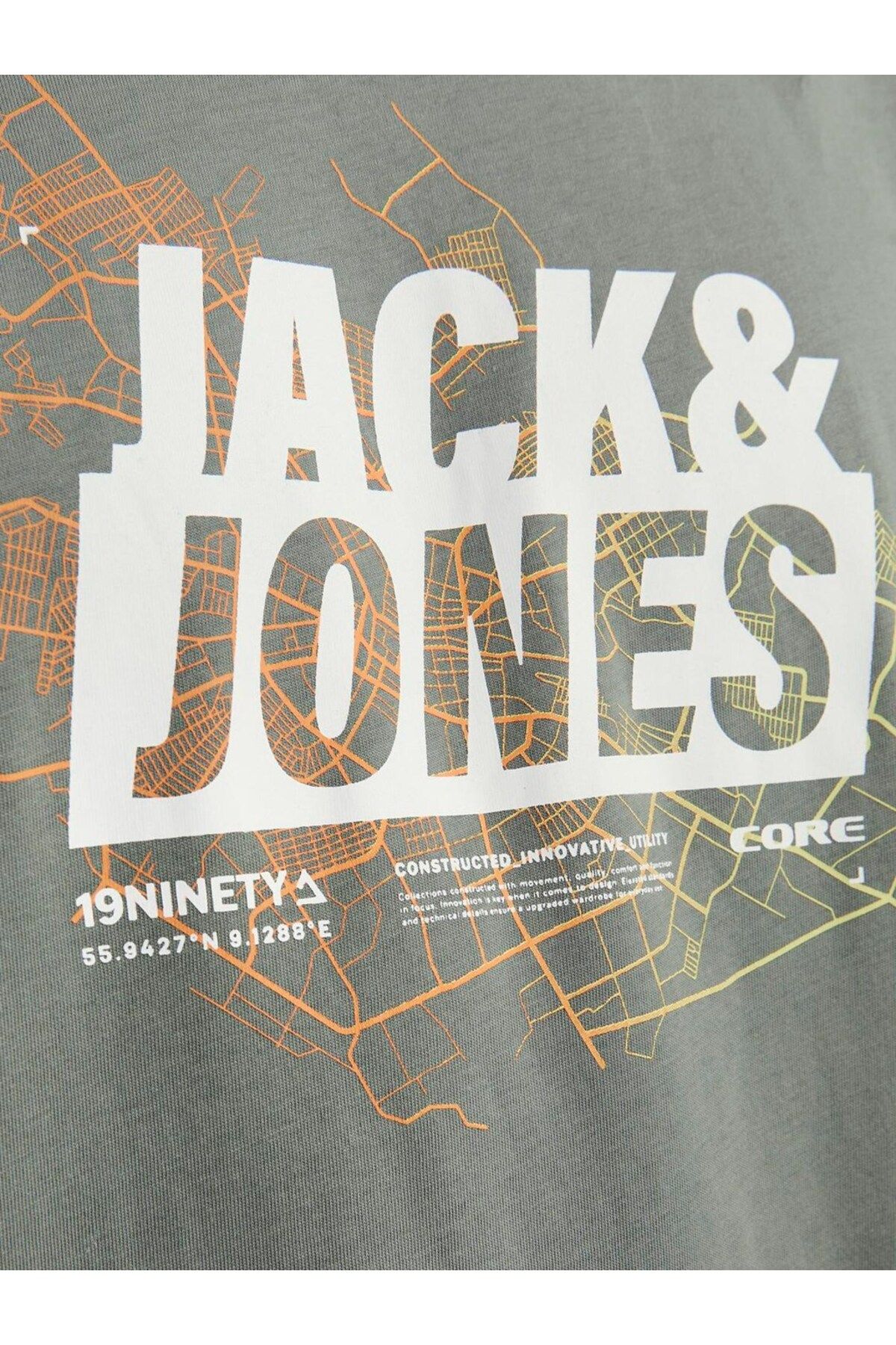 تی شرت سبز مردانه Jack Jones یقه روشن با چاپ Jack & Jones