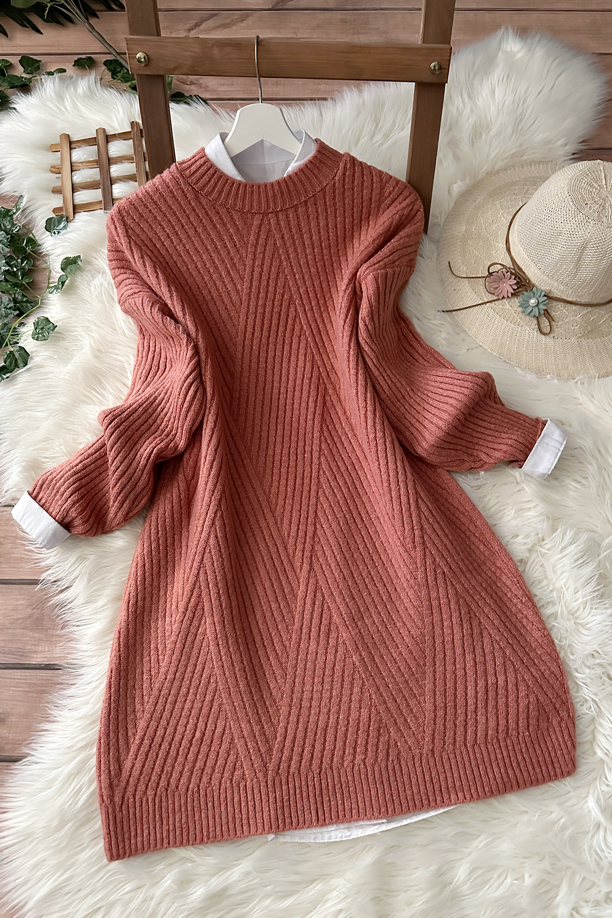 MODAQU Baklava Yumoş Kazak Tunik - Somon