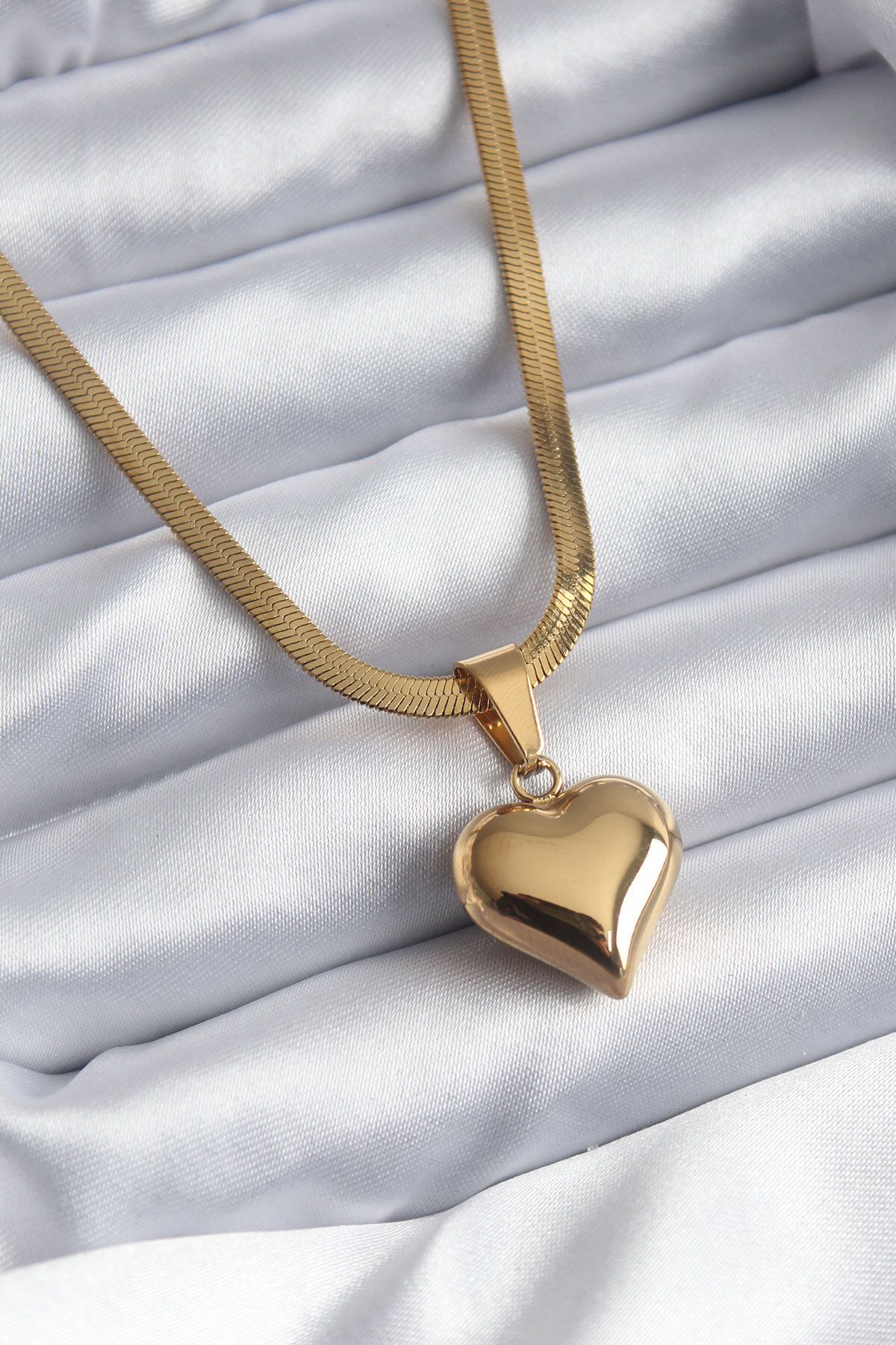 Clariss 316L Steel Gold Color Italian Chain Model 3D Heart Model