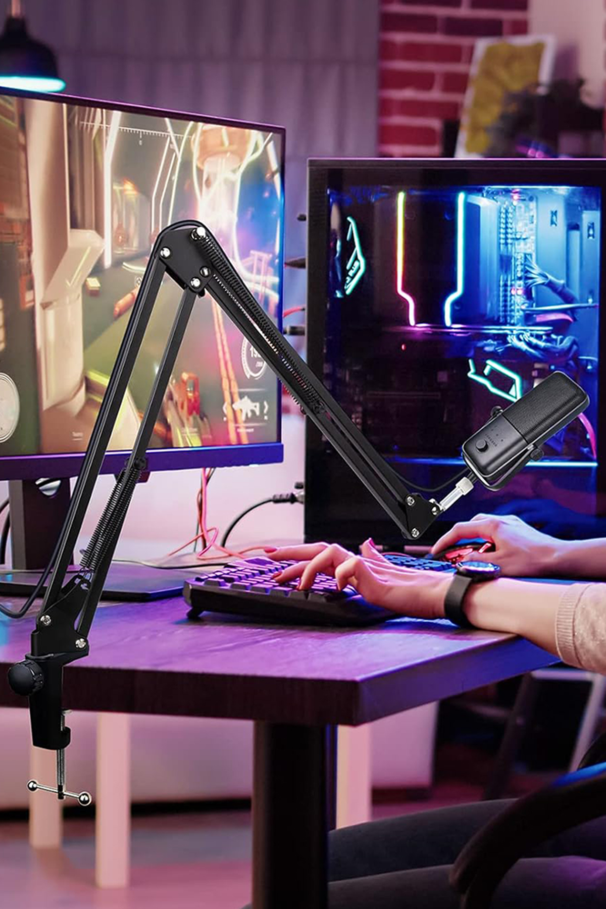 TechnoStation Masa Üstü Mikrofon Tutucu Stand Ayarlanabilir Canlı Yayın Yayıncı Mikrofon Tablet Tutucu Stand ST-35