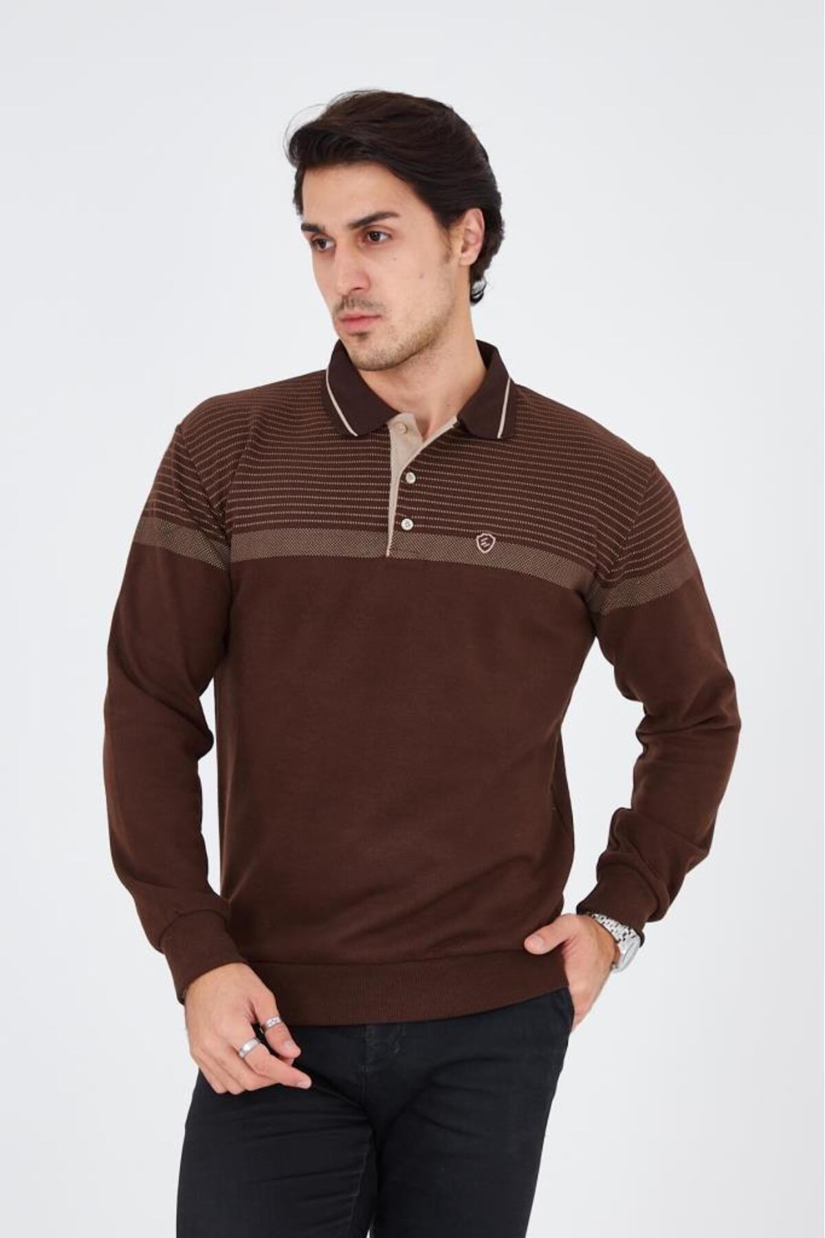 Rey Polo-1252 POLO NECK PRINTED SELANIC SWEATER 5
