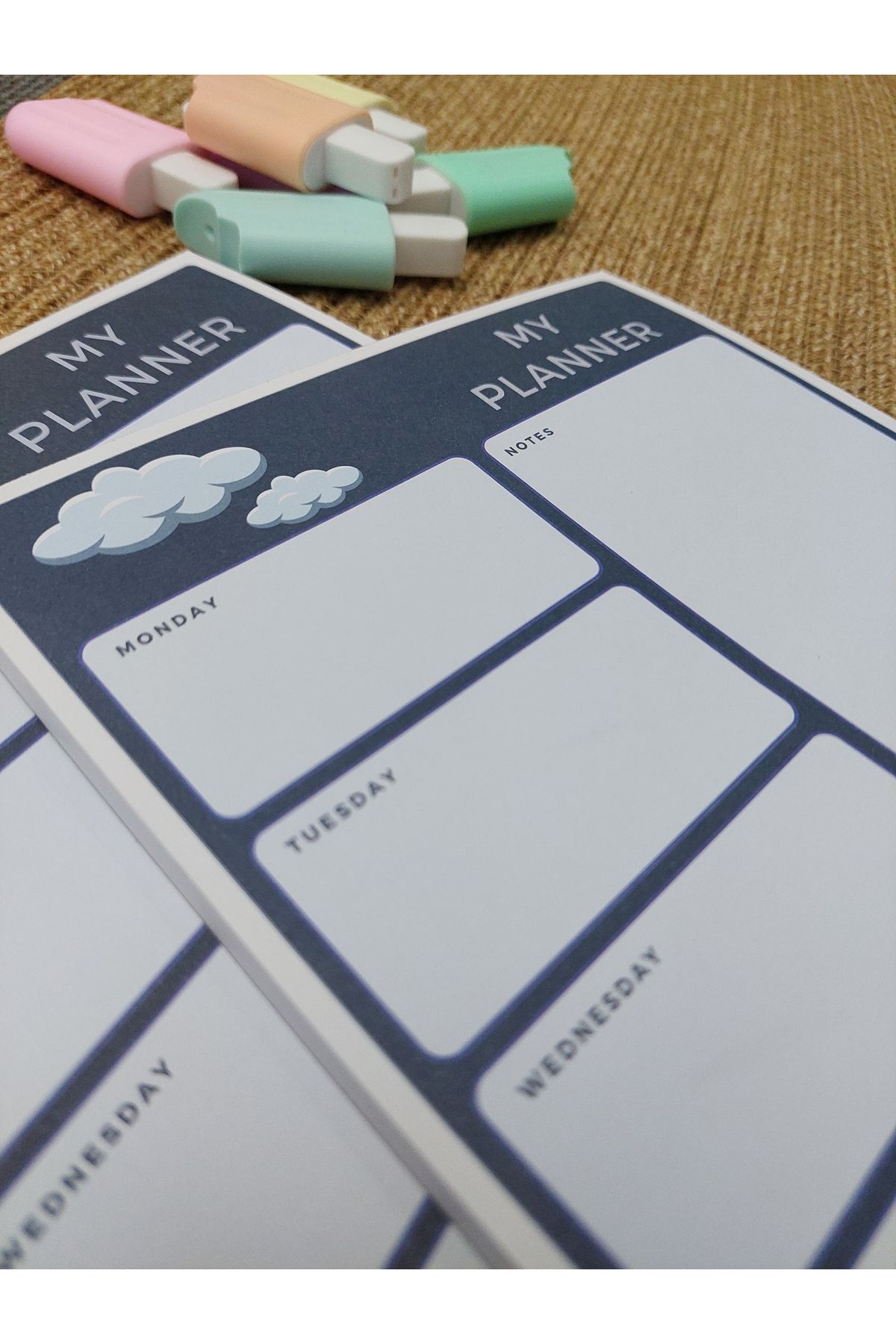 Milyoncu Sepeti-Planner Cloud Blue Patterned Unlined Notebook-Notepad-Block Note A5 2