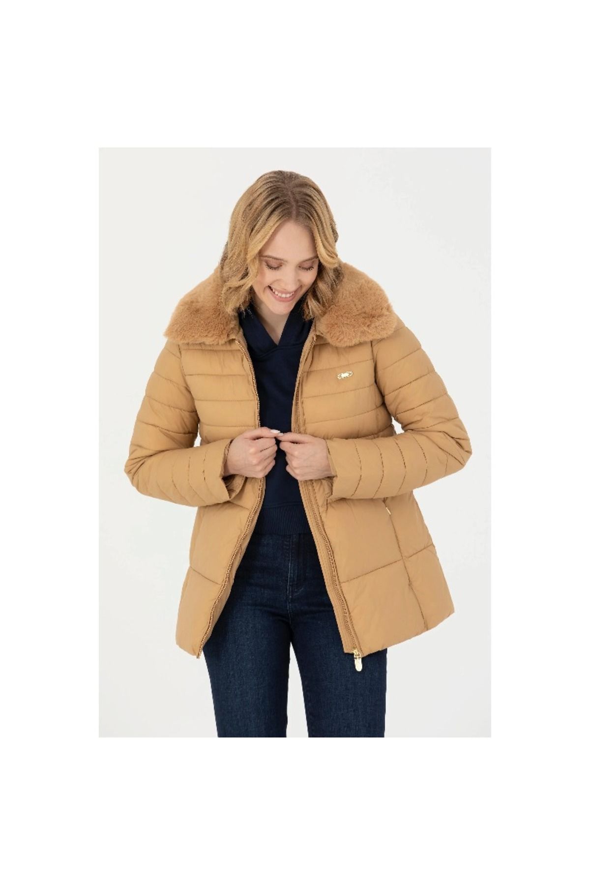 Polo coat with fur sales