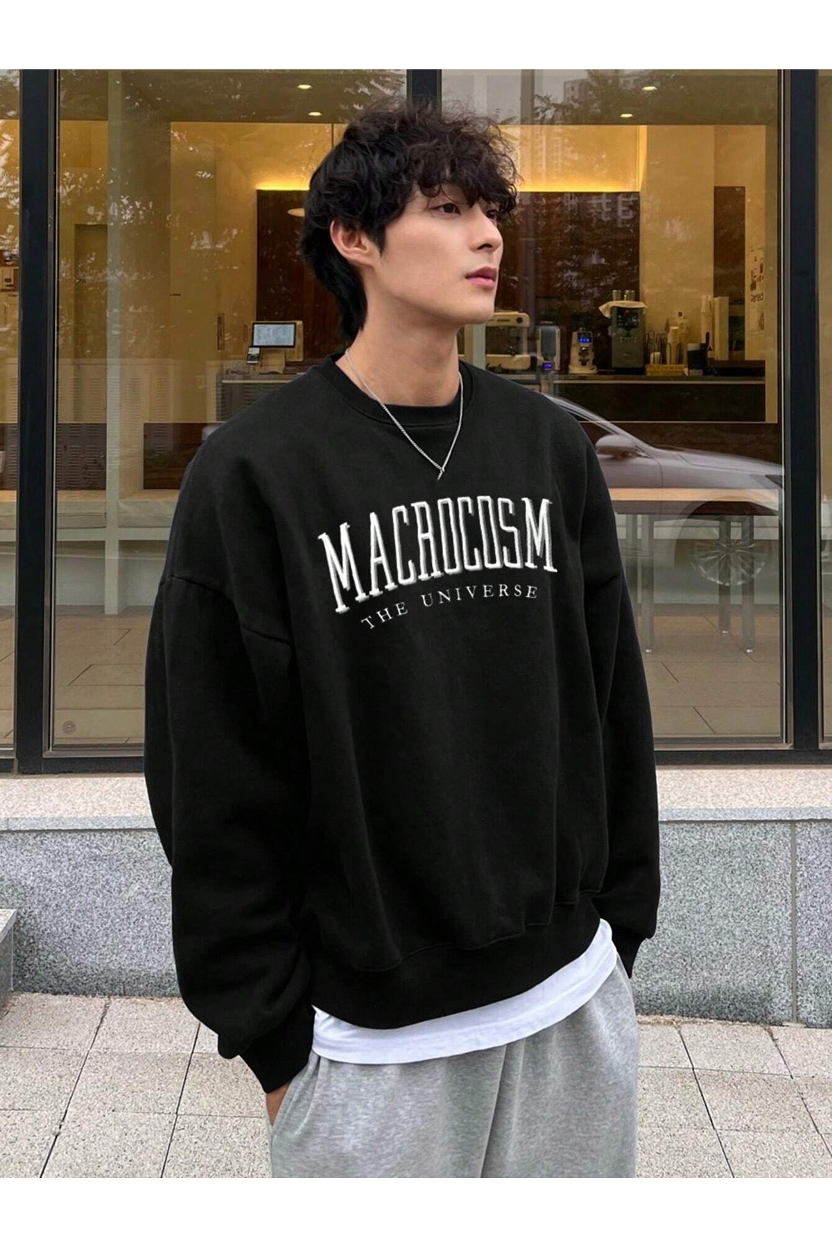 PALPİTO Erkek Siyah Macrosom Baskılı Hoodie Sweatshirt - Fiyatı