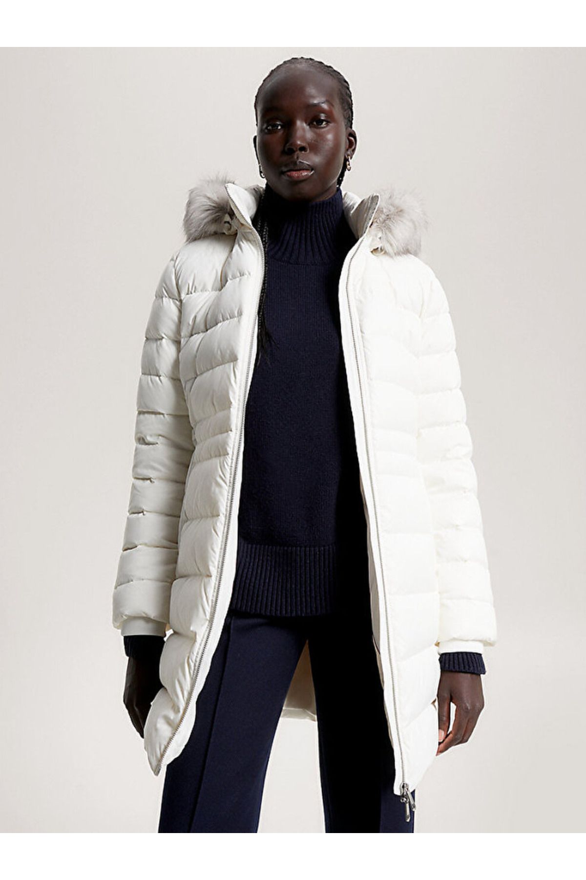 Tommy hilfiger jacket fur collar sales
