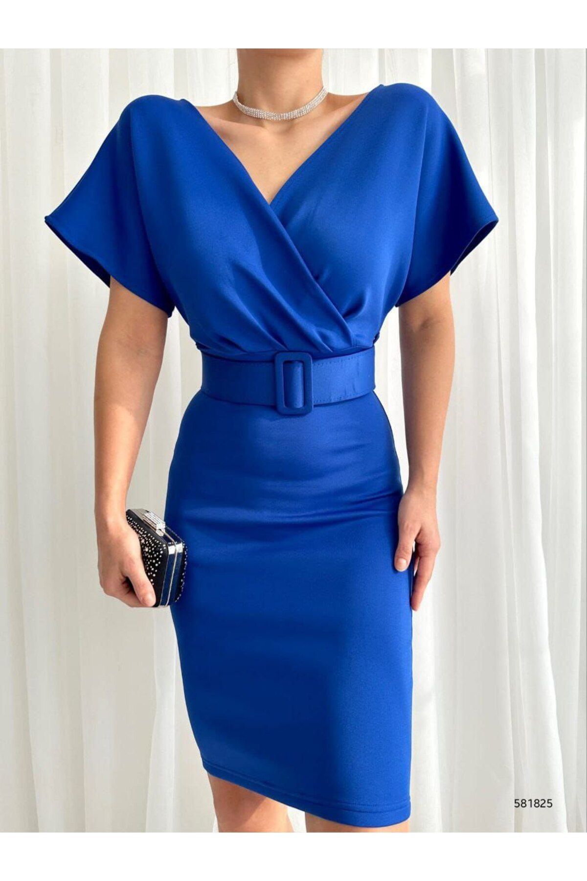 Dark blue sheath shop dress