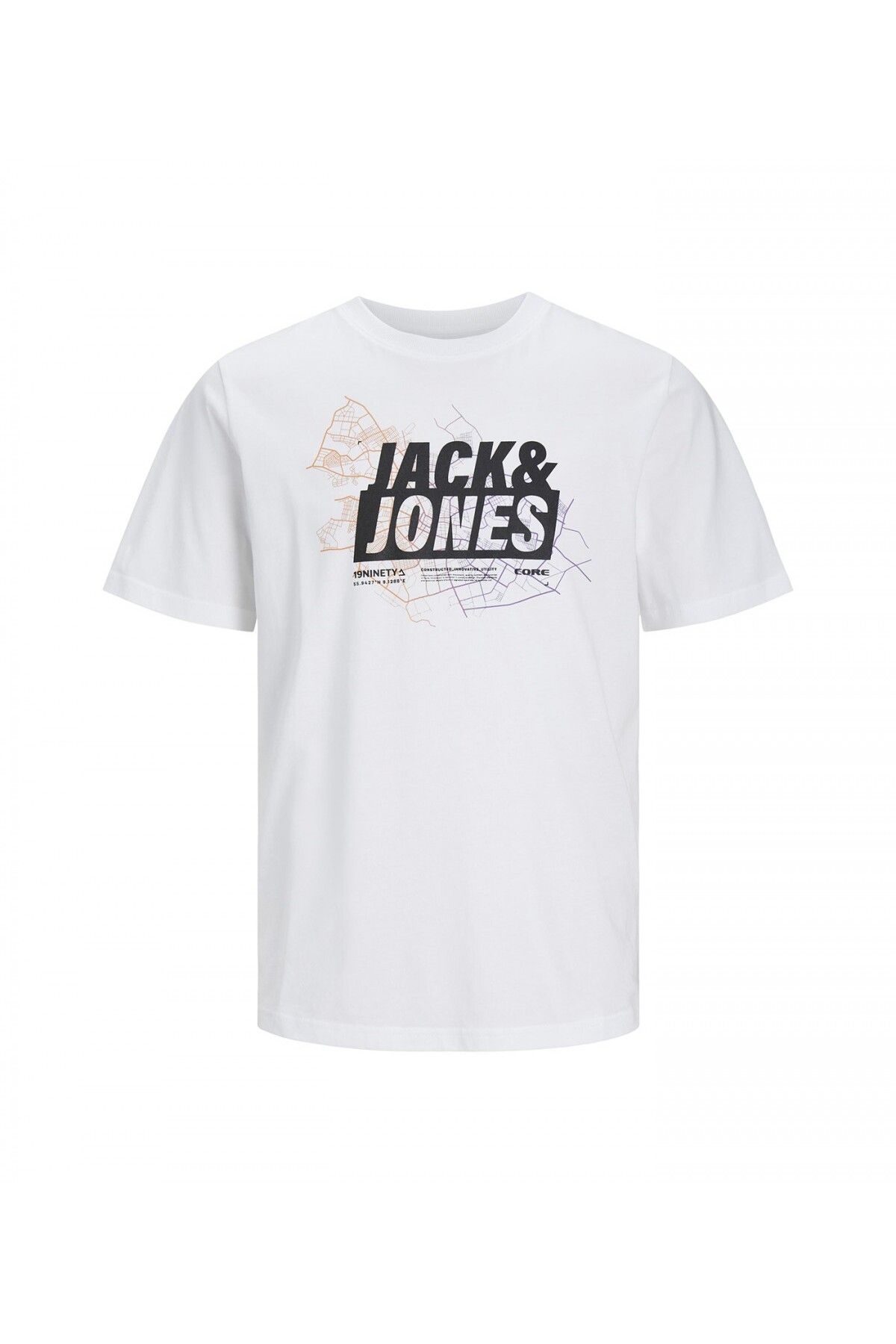 تی شرت سفید مردانه Jack Jones یقه خدمه طرح دار Jack & Jones