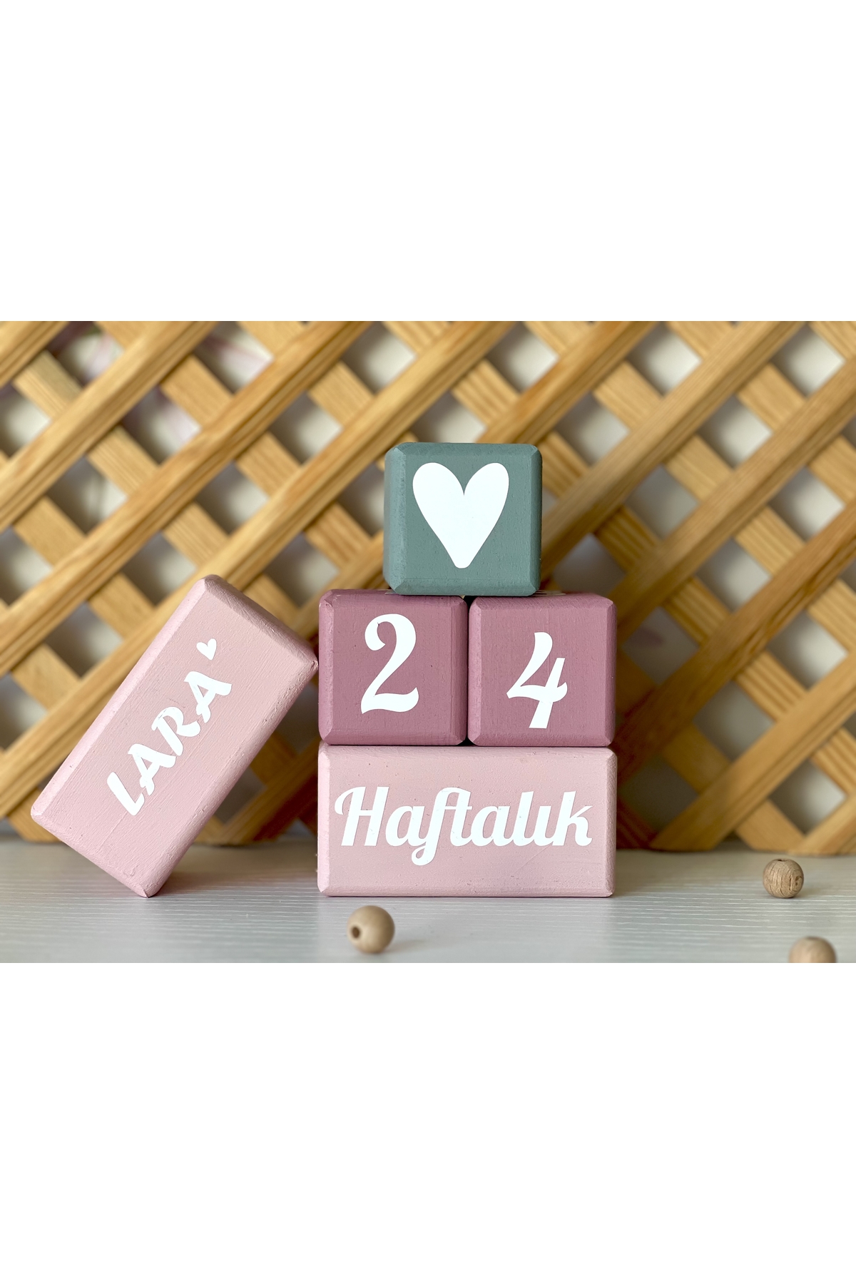 mogokids Gri pembe set isimli pembe küp seti dekor fotoğraf çekim aksesuarı