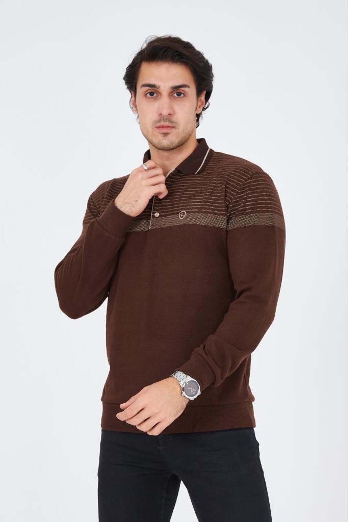 Rey Polo-1252 POLO NECK PRINTED SELANIC SWEATER 4