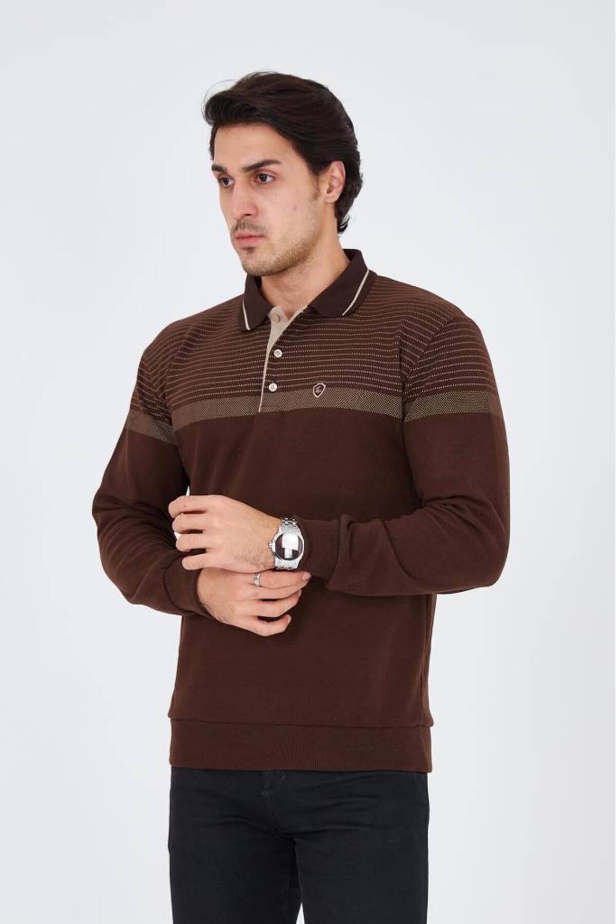 Rey Polo-1252 POLO NECK PRINTED SELANIC SWEATER 2