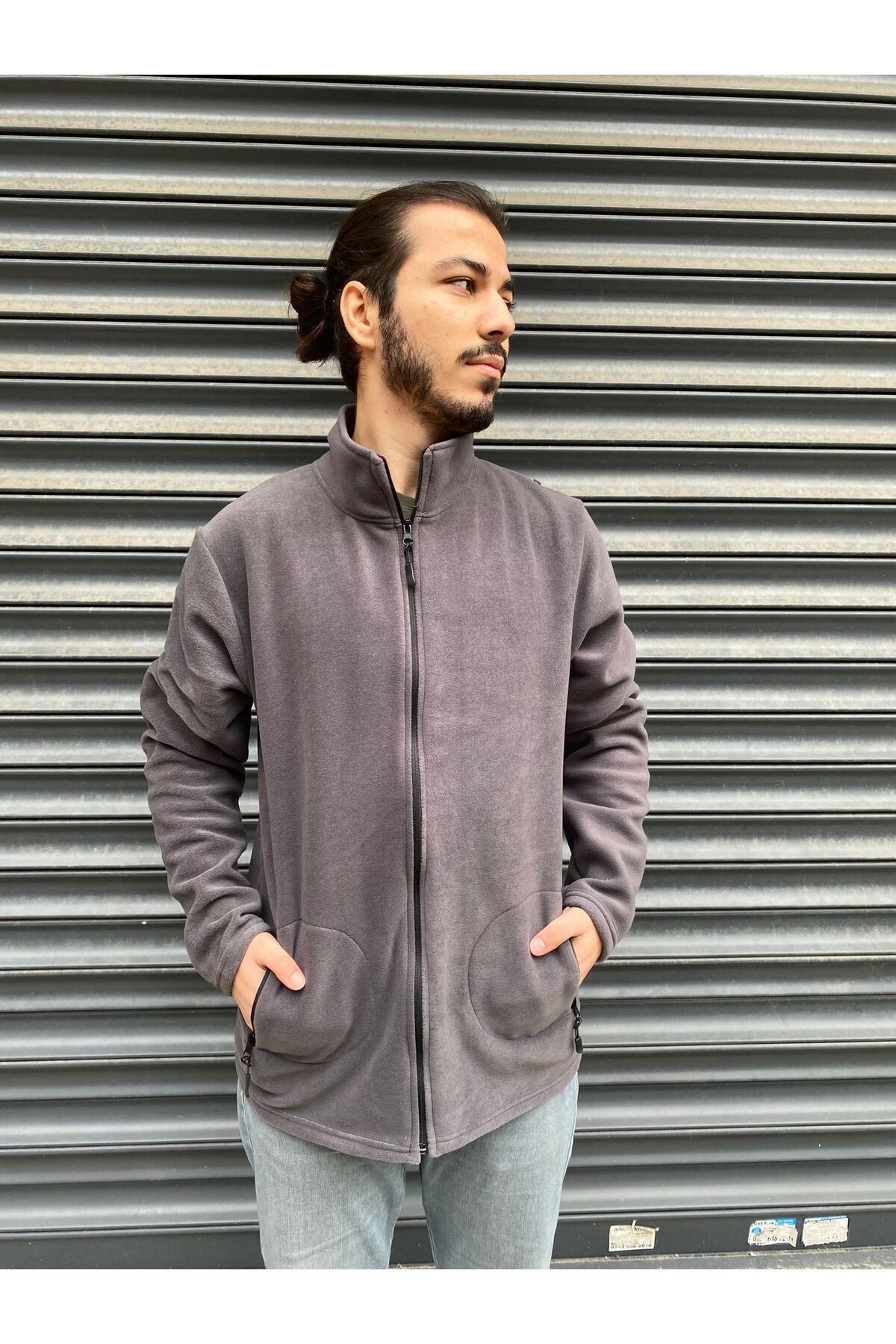 ژاکت کش باف پشمی قطبی مردانه، مقاوم در برابر سرما، سایز استاندارد، جیب‌دار، بدون پرز، مناسب برای هر دو جنس، یونی‌سکس