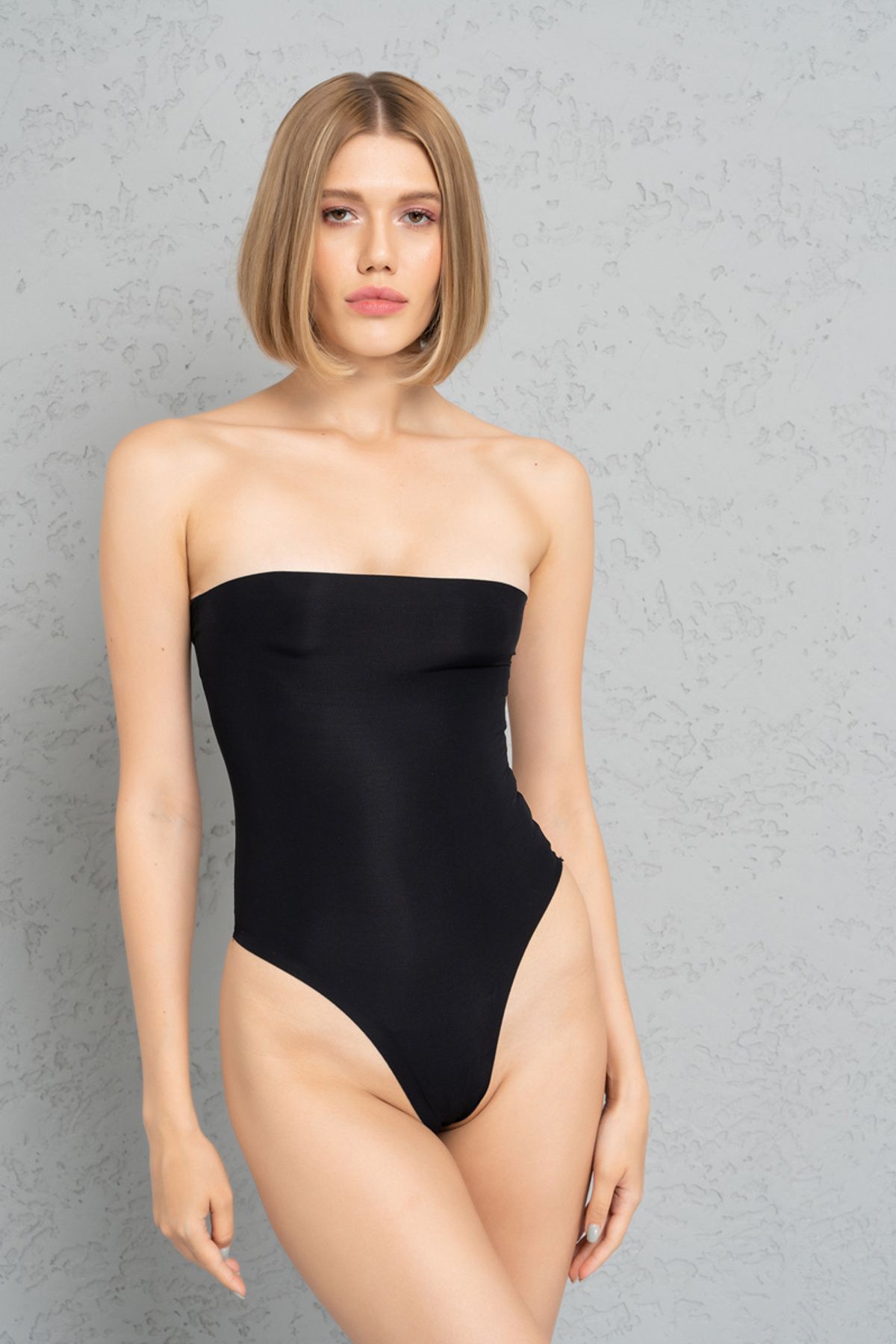 Black strapless bodysuit discount