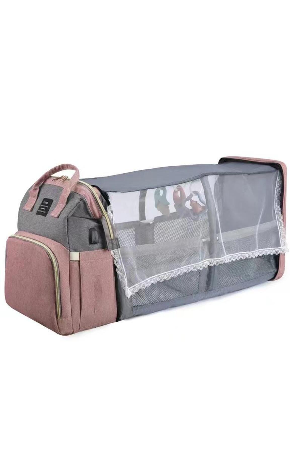 Baby Care Travel Bag with Bed, Diaper Changing, USB Rechargeable, Hoop, Sunshade and Mosquito Net