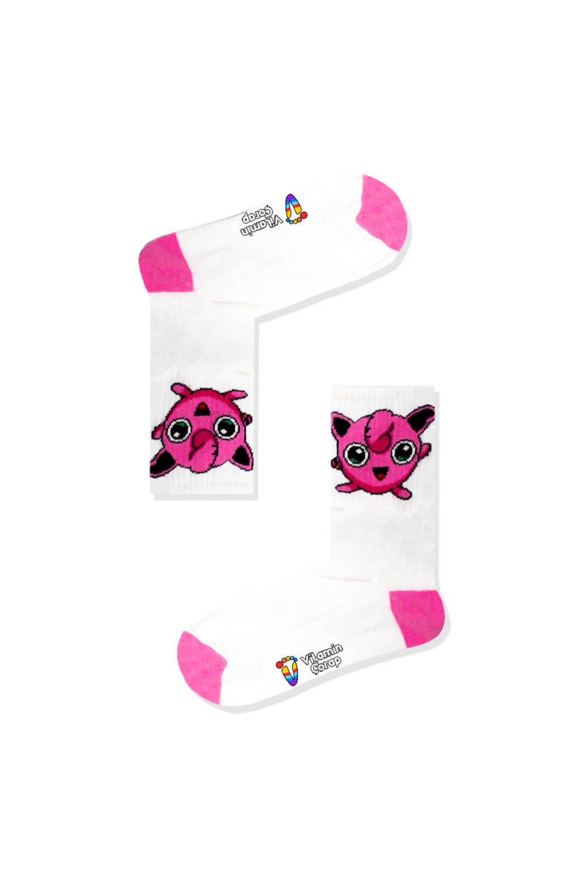 Vitamin Çorap Șosete Atletice Albe Jiggly Puff Unisex - 36–44