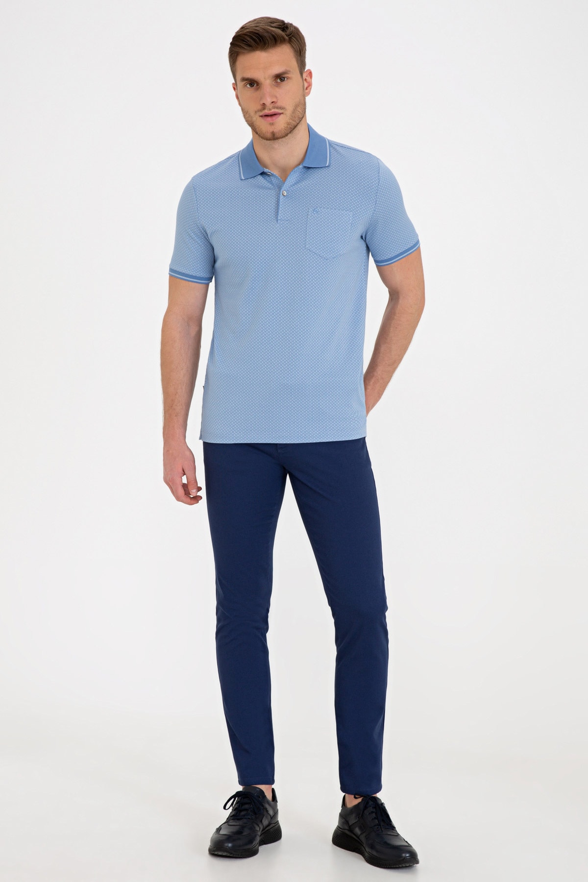 تیشرت مردانه آبی پیرکاردین | G021SZ011.000.1201239 اورجینال - تصویر 4