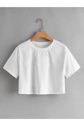 Kadın Beyaz Crop Tshirt redo451030