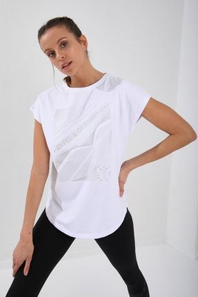 Kadın Beyaz Forinns Slim Fit Baskılı Bisiklet Yaka Pamuklu T Shirt T Shirt F10by F10BY-03265