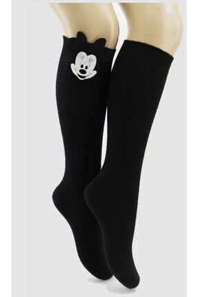 Çocuk Siyah Mickey Mouselı Diz Altı Aksesuarlı Çorap 109
