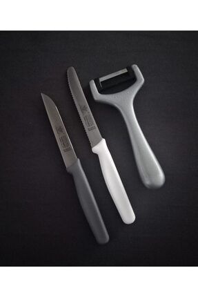 Sebze Doğrama Bıçakları Ve Soyacak 3'lü Gri DS0107