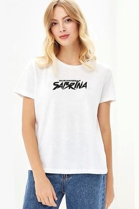 Chilling Adventures Of Sabrina Yazi Baskılı Beyaz Kadın Örme Tshirt T-shirt Tişört T Shirt RF0033-KDNTS
