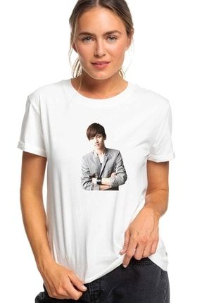 Kpop Key Shinee 2 Baskılı Beyaz Kadın Örme Tshirt T-shirt Tişört T Shirt BGA2156KDNTS