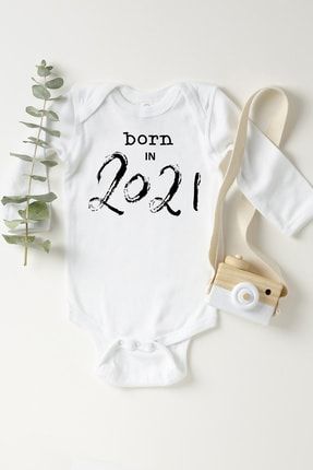 Unisex Bebek Beyaz Born In 2021 Çıtçıtlı Body BB-057
