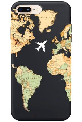 Iphone 7 Plus Lansman Eski Dünya Haritası Desenli Telefon Kılıfı IP7PLN-170