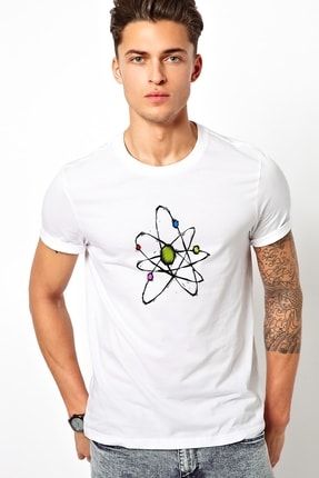 Fizik Enerji Baskılı Beyaz Erkek Örme Tshirt T-shirt Tişört T Shirt BGA1935ERKTS