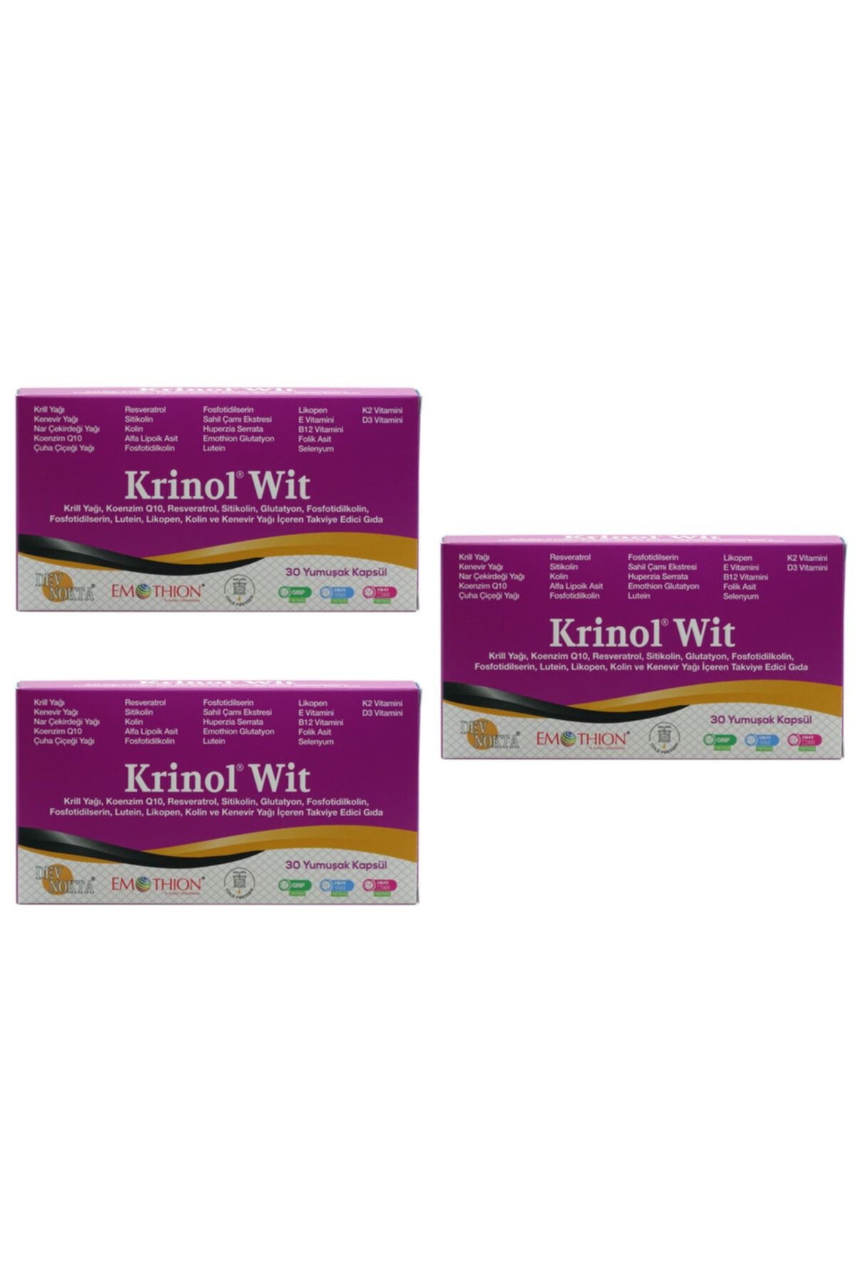 Krinol Wit - Krill Yağı, Koenzim Q10 - 30 Kapsül - 3 Kutu