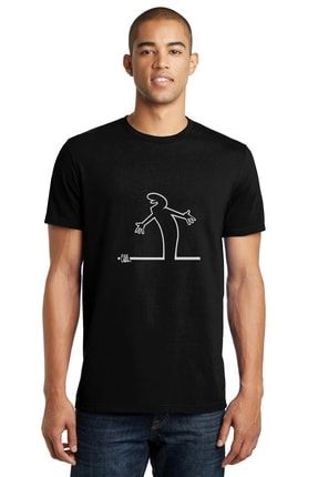 Trt Linea Merakli Baskılı Siyah Erkek Örme Tshirt RF0957-ERKTS