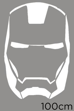 Iron Man Maskesi Siyah Beyaz Sticker 100cm - Beyaz 100CM-STK3564