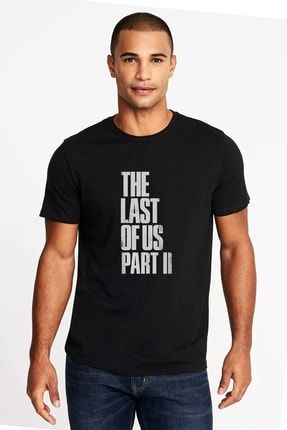 The Last Of Us Part 2 Baskılı Siyah Erkek Örme Tshirt RF0814-ERKTS