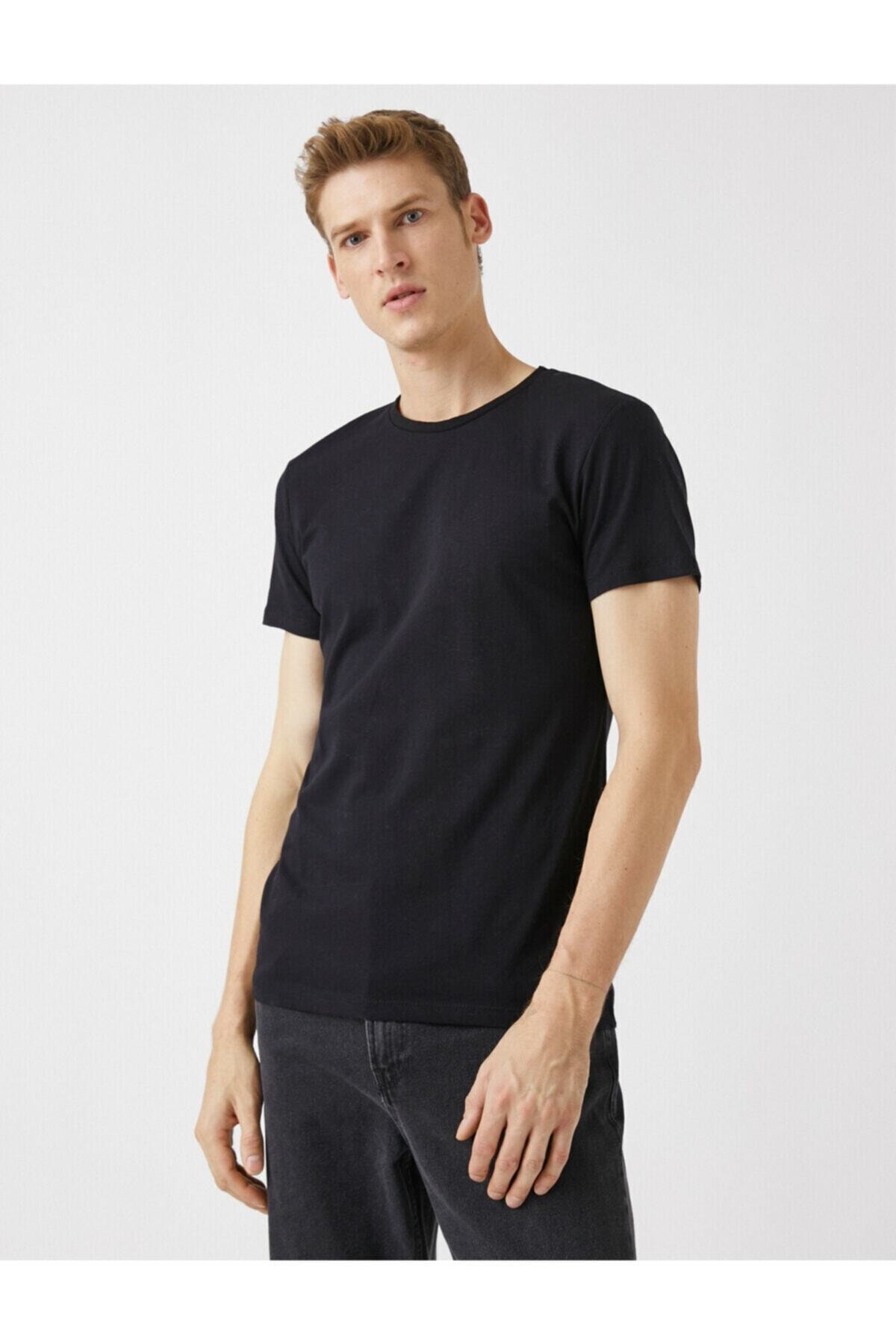 تیشرت مردانه مشکی کوتون | 1YAM12136LK اورجینال - تصویر 3