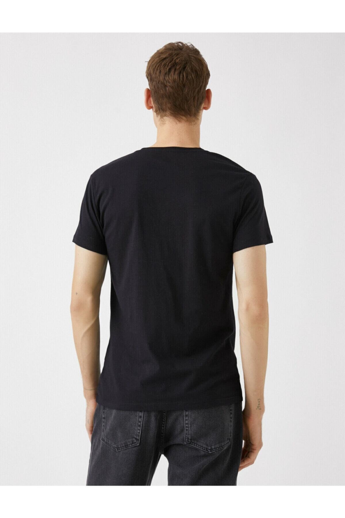 تیشرت مردانه مشکی کوتون | 1YAM12136LK اورجینال - تصویر 4