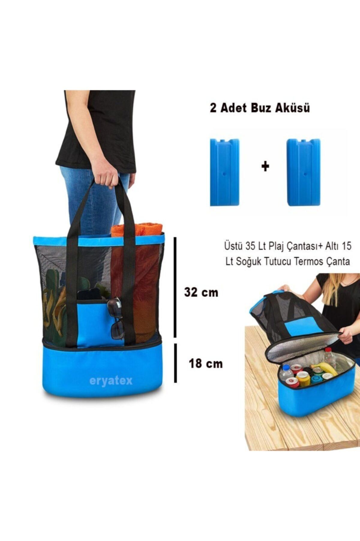 eryatex-Thermos Camping Beach Bag Cold Warm Thermos Bag with Holder Compartment and Freezer 6