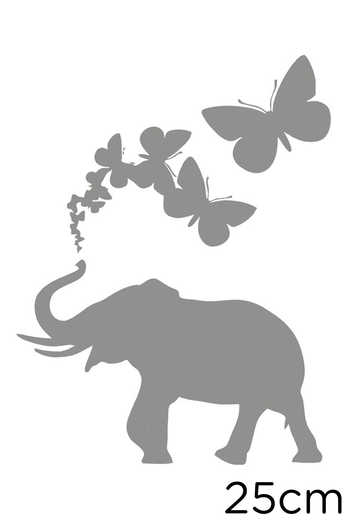 New Jargon Lipire Autocolant Cu Fluturi Mici Până La Mari Și Etichetă Elefant 25 Cm - Gri - One Size