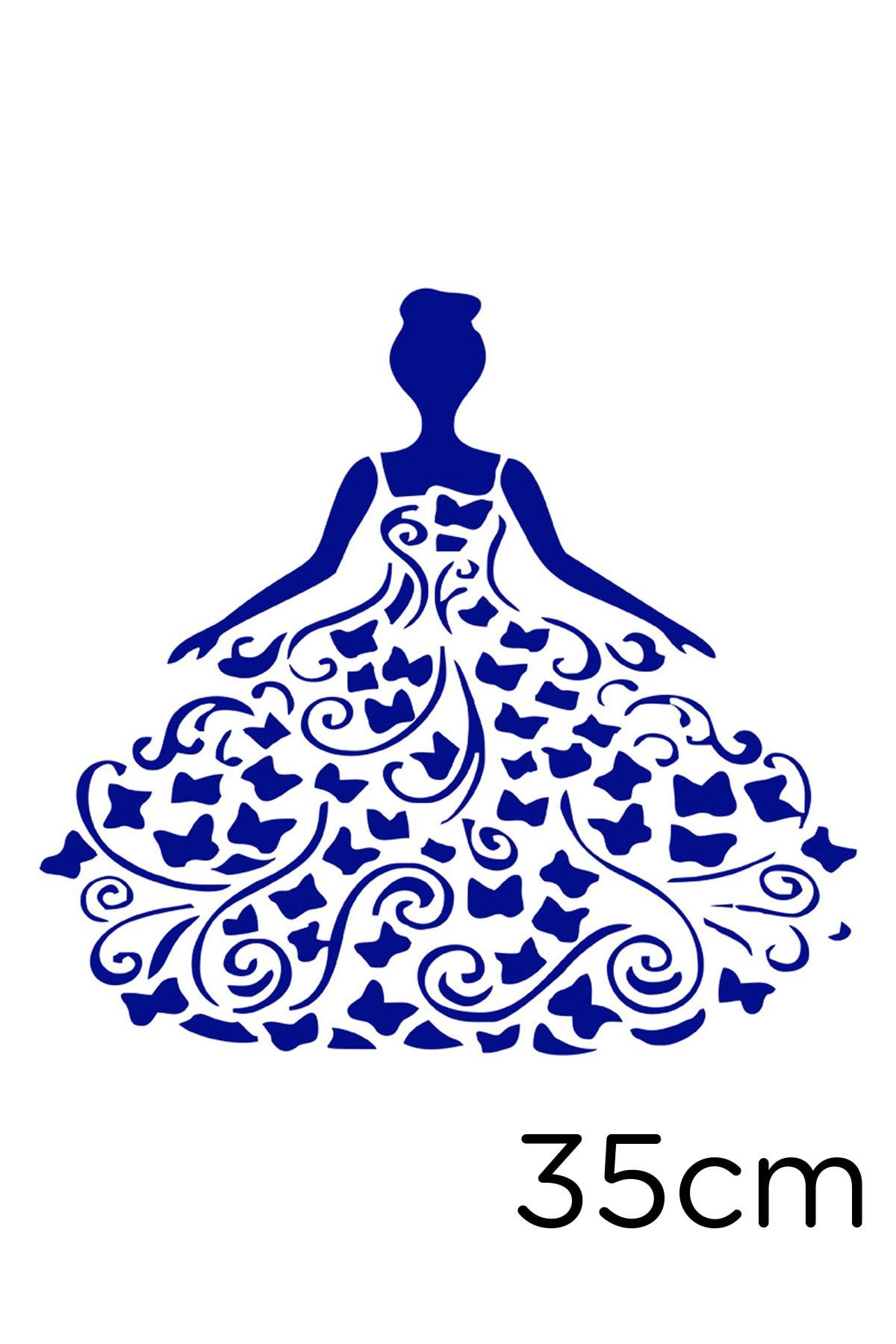 New Jargon Autocolant Pentru Rochie Cu Fluturi 35cm - Bleumarin - One Size