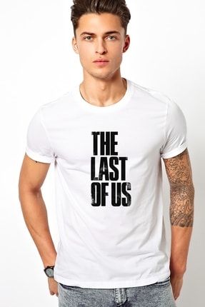 The Last Of Us Eskitme Yazlı Baskılı Beyaz Erkek Örme Tshirt T-shirt Tişört T Shirt BGA2679ERKTS