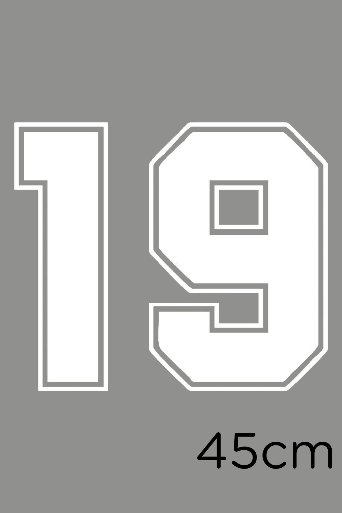 New Jargon Autocolant Număr Număr 19 Lipire Cu Contur Exterior 45cm - Alb - One Size