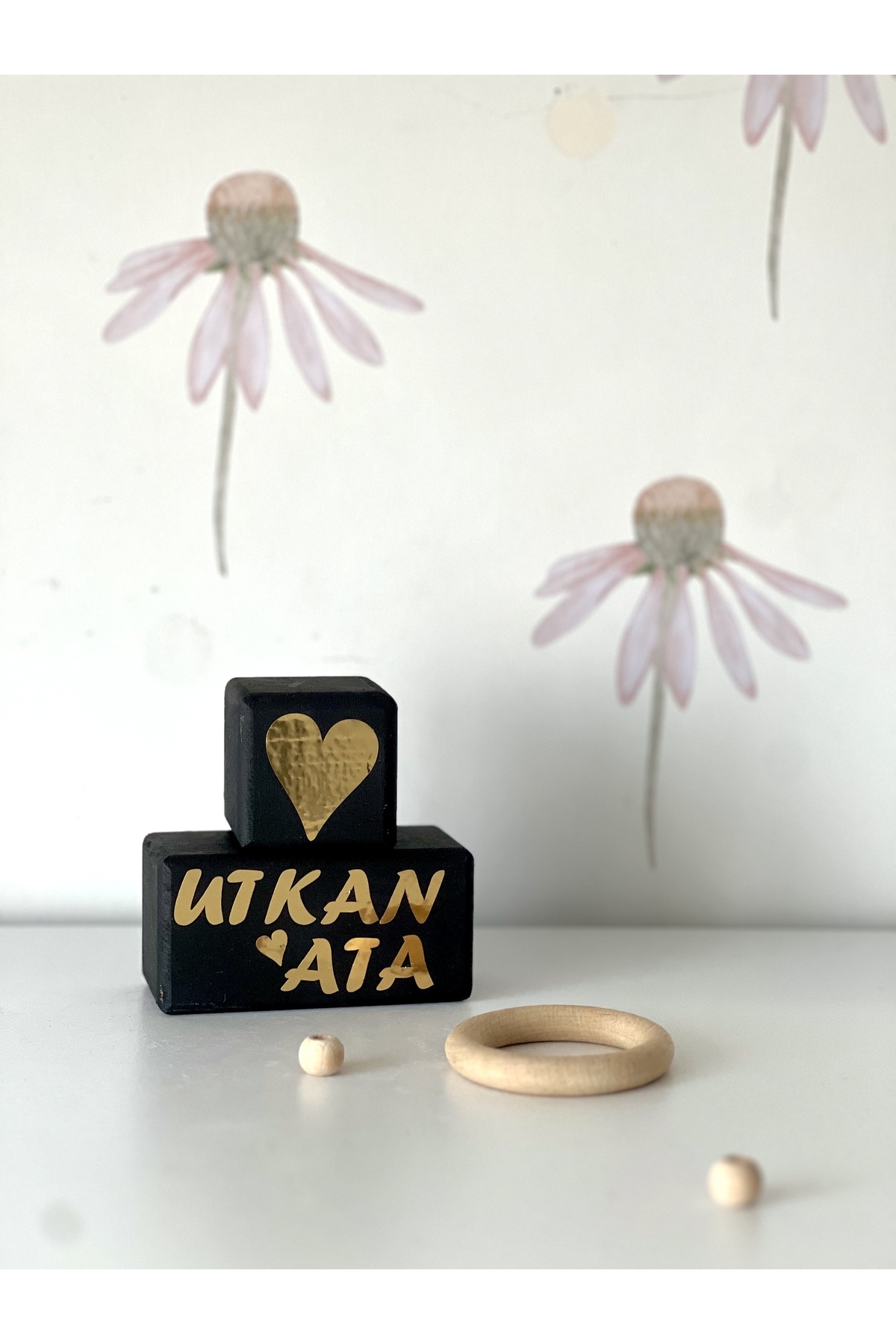Siyah gold kişiye özel isimli küp 2li