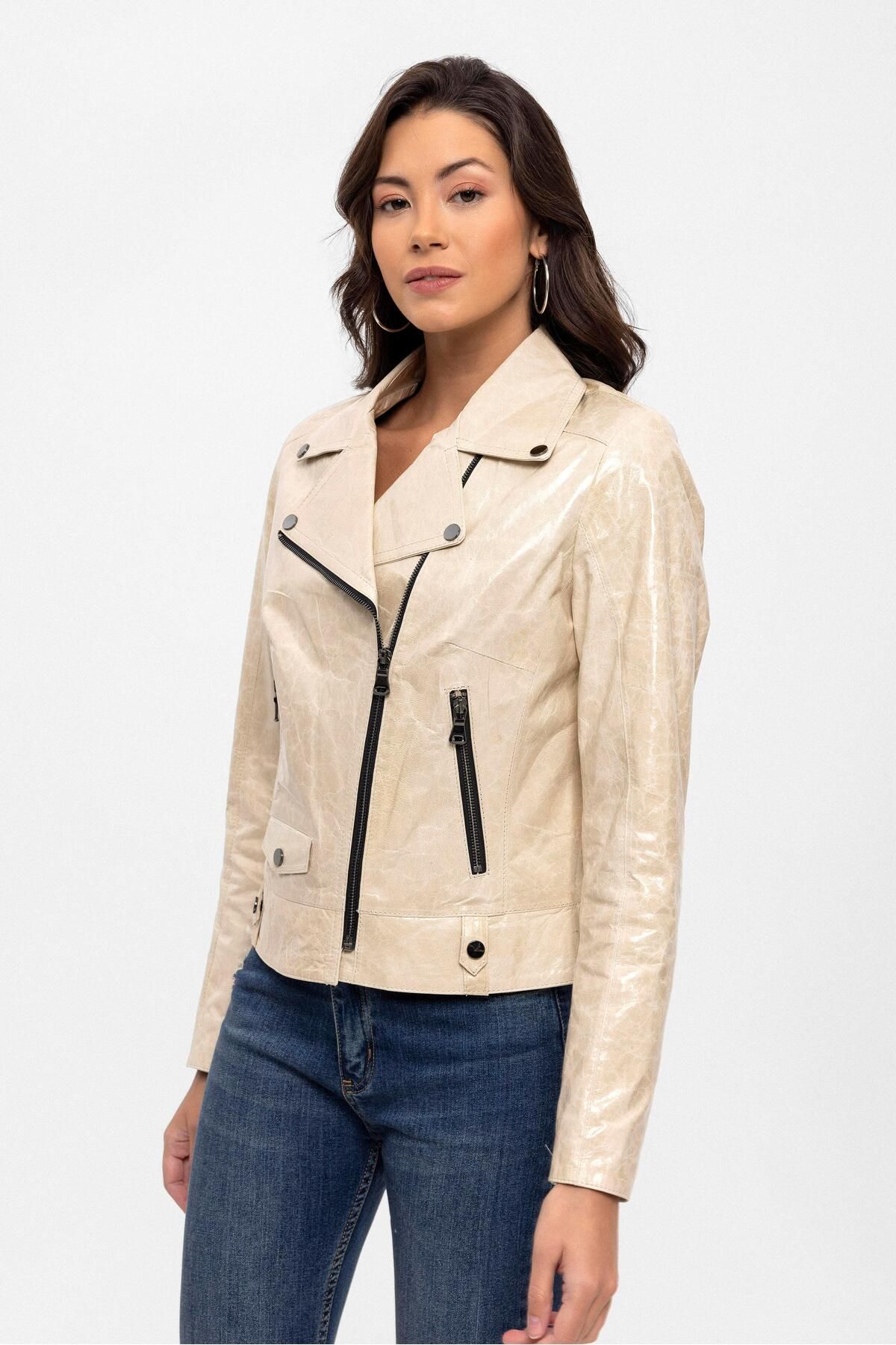 Beige biker jacket 2025